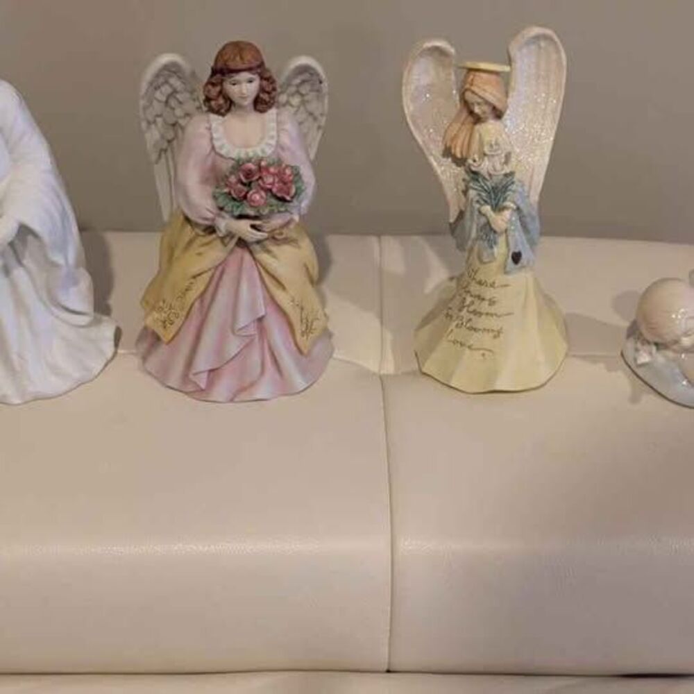 Vintage Porcelain Angel Figurine Lot Enesco Foundations Karen Hahn Avon Nativity